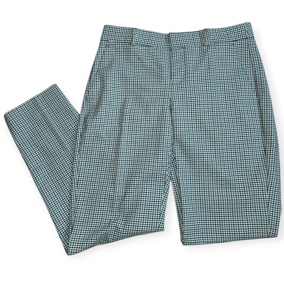 💚Banana Republic Green and White Houndstooth Pants☆ - Picture 1 of 2